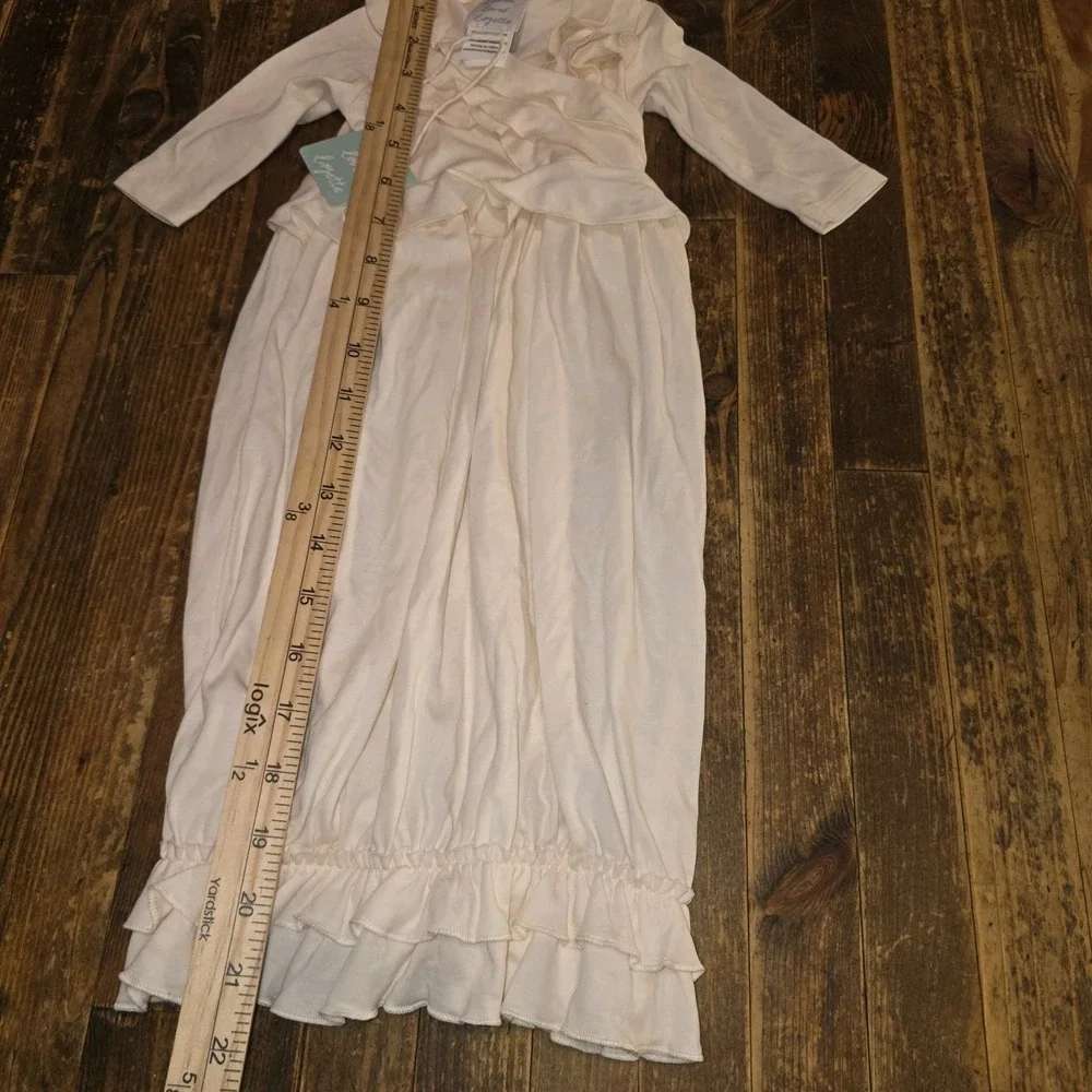 NEW Lemon Loves Layette Gown One-Piece Sz 0-3 Mo Beige Newborn Hospital Outfit